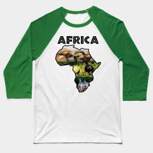 Africa Wildlife Continent Collage Baseball T-Shirt